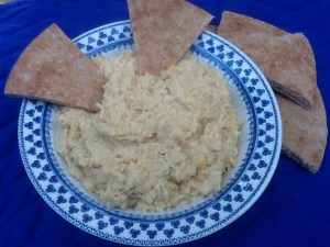 Hummus and pita triangles