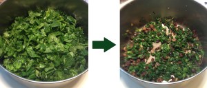 Raw spinach wilts down to nothing.