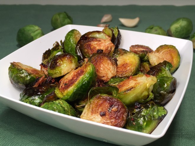 ROASTED GARLIC BRUSSEL SPROUTS