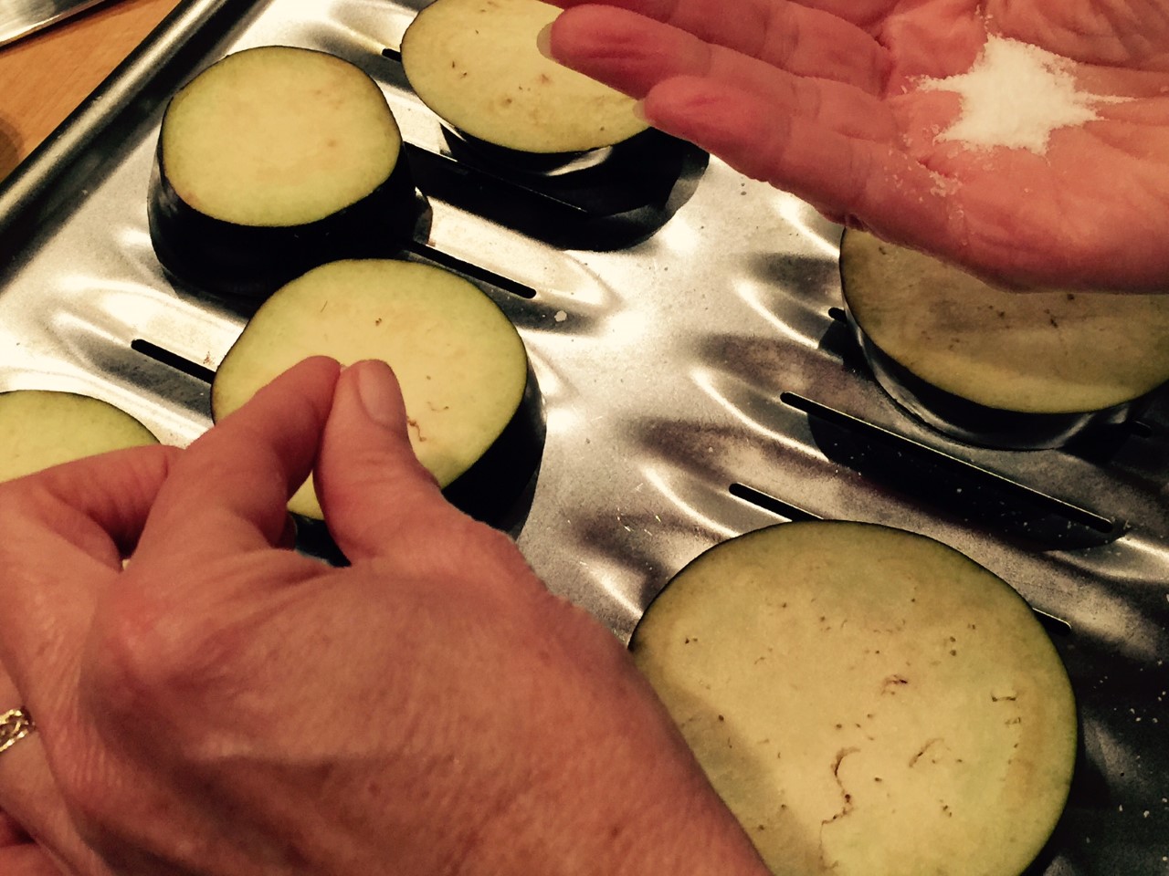 eggplant salt sprinkle