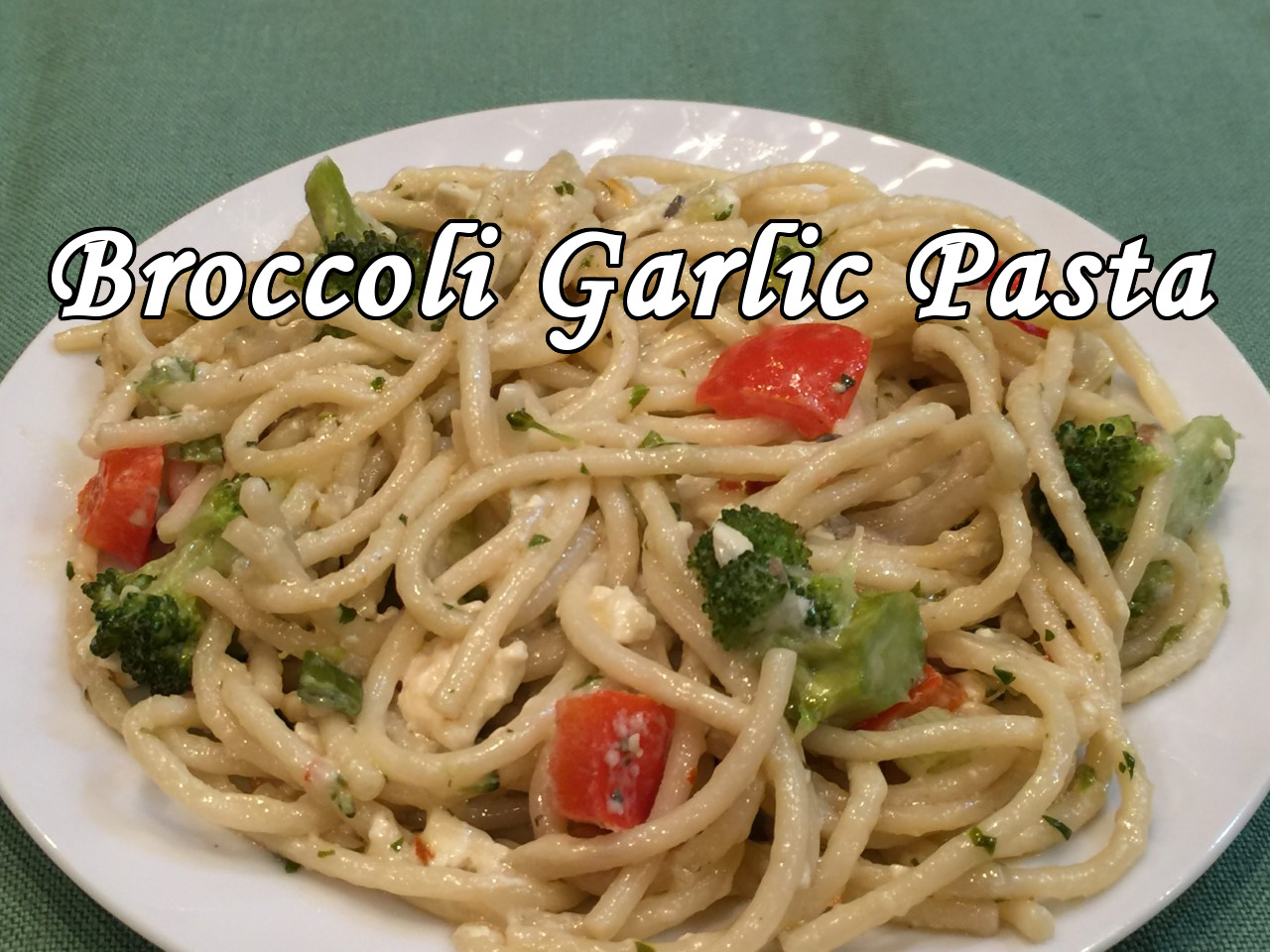 broccoli garlic pasta9 text
